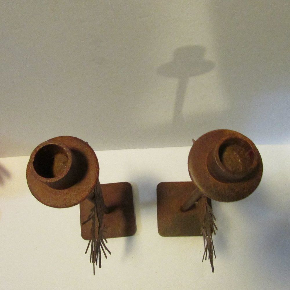 set of 2 metal pinecone candle holders cabin winter nature decor - Picture 9 of 10